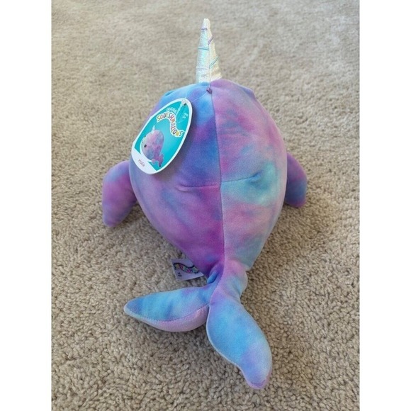 NWT Squishmallows Hallie Narwhal Plush Toy Pastel Tie-Dye Colors Cute & Cuddly - Picture 5 of 9